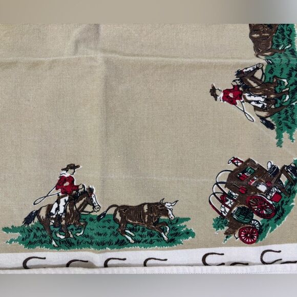 Vintage Moda Home Linens Retro Western Cowboy Set of 8 Napkins 100% cotton - Picture 11 of 13